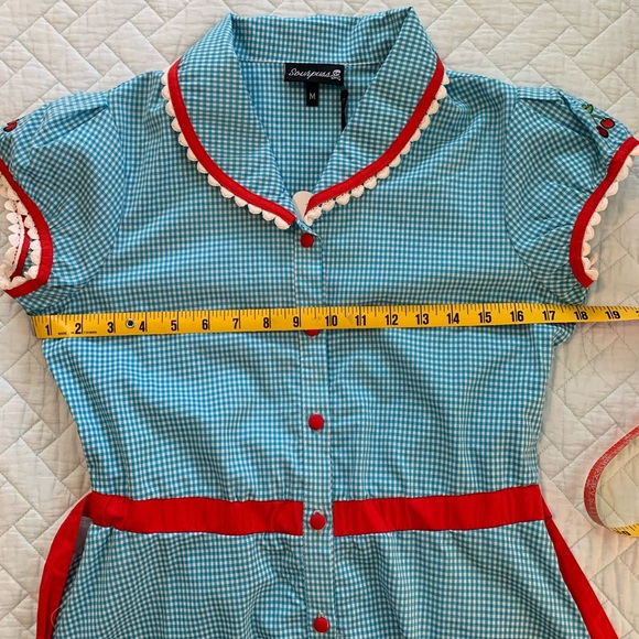 NWT Sourpuss Cherry Pie Gingham Diner Dress Medium - Picture 9 of 10